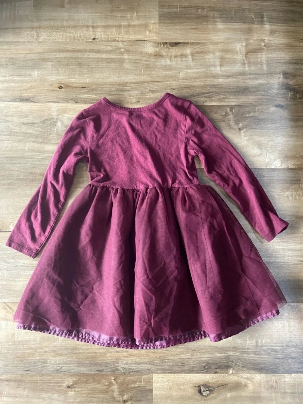 Girls' Long-Sleeve Burgundy Dress